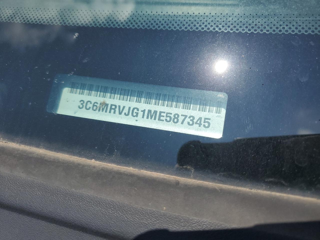 2021 Ram Promaster 3500 3500 High VIN: 3C6MRVJG1ME587345 Lot: 86338165