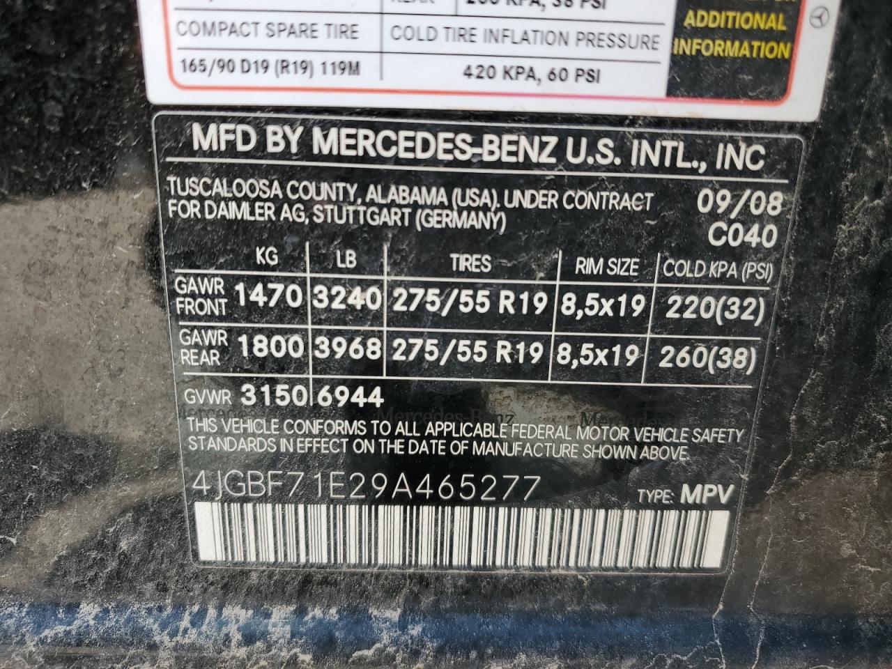 2009 Mercedes-Benz Gl 450 4Matic VIN: 4JGBF71E29A465277 Lot: 64053515