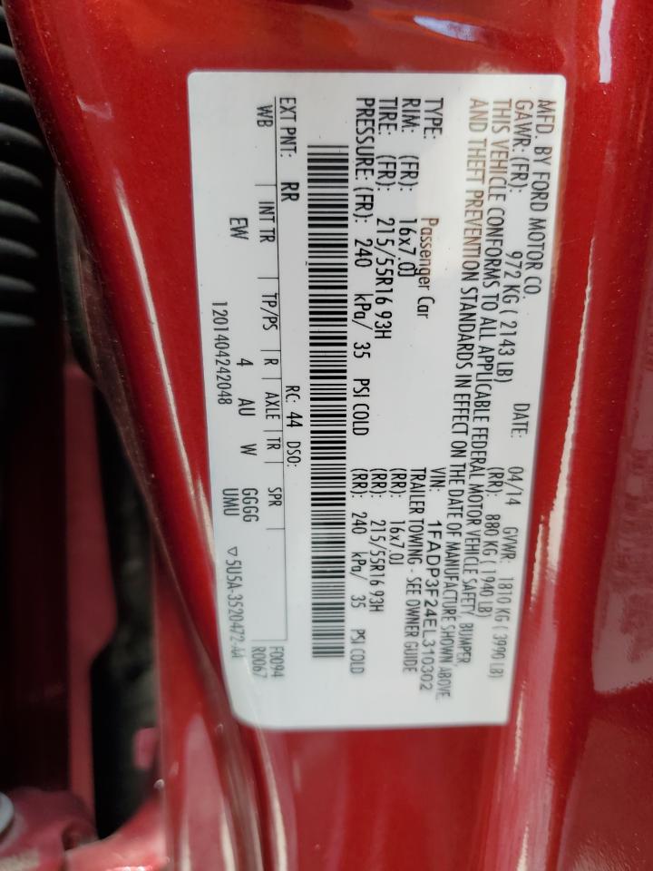 2014 Ford Focus Se VIN: 1FADP3F24EL310302 Lot: 65281475