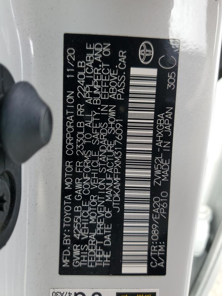 2021 Toyota Prius Prime Le VIN: JTDKAMFPXM3176091 Lot: 64245815