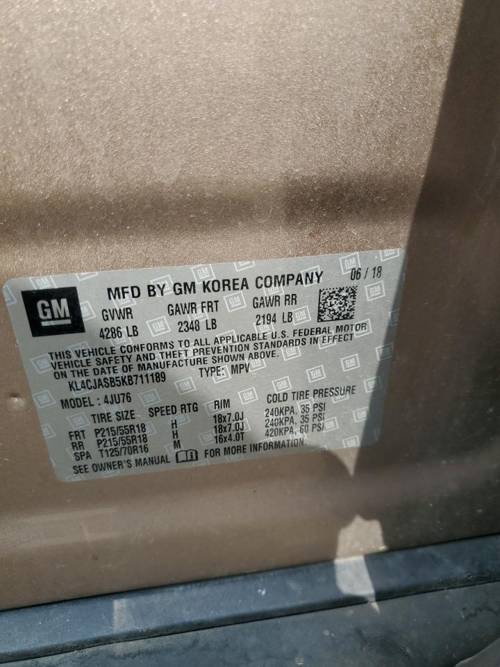 2019 Buick Encore Preferred VIN: KL4CJASB5KB711189 Lot: 66750075