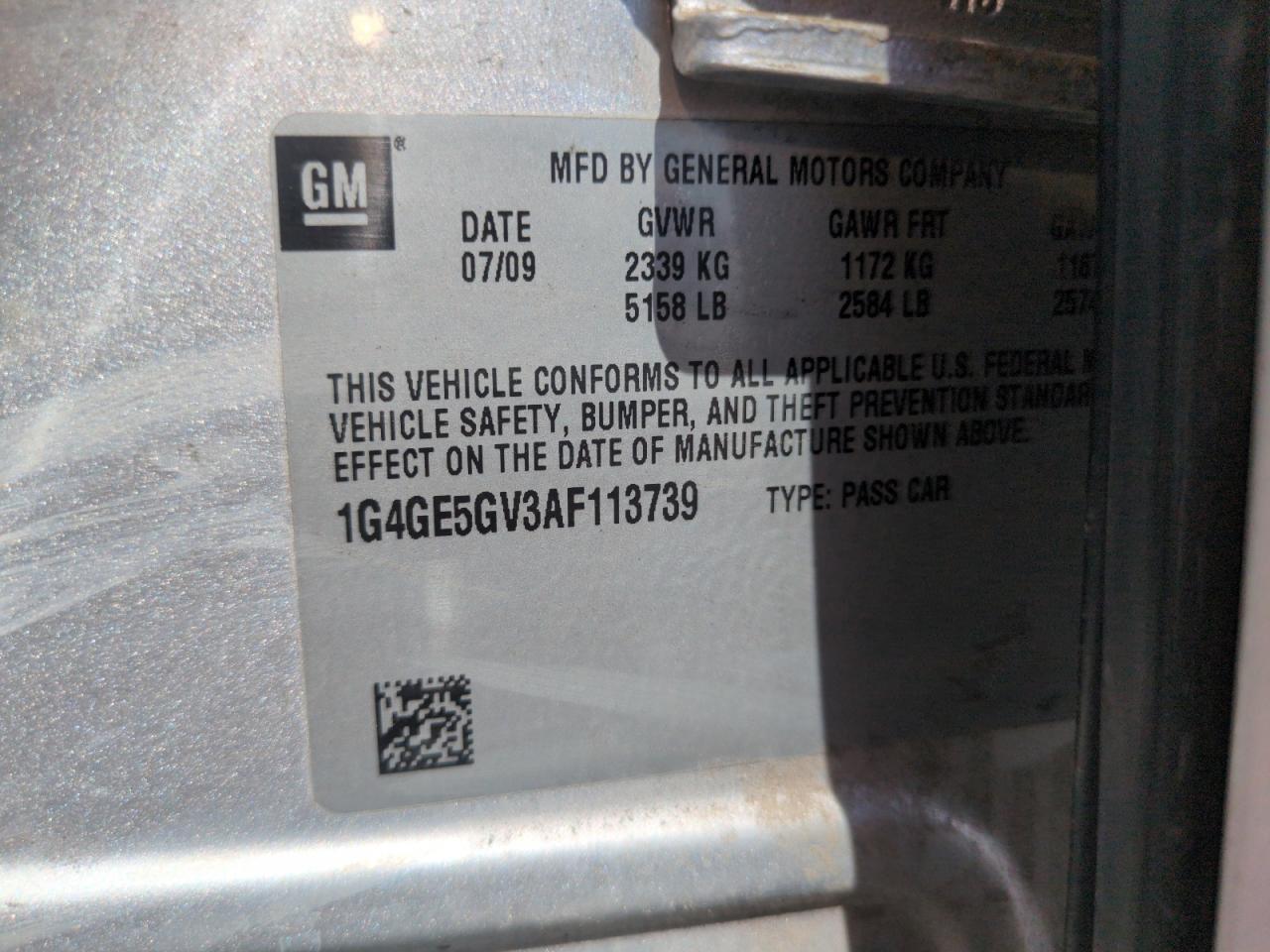 2010 Buick Lacrosse Cxs VIN: 1G4GE5GV3AF113739 Lot: 62719475