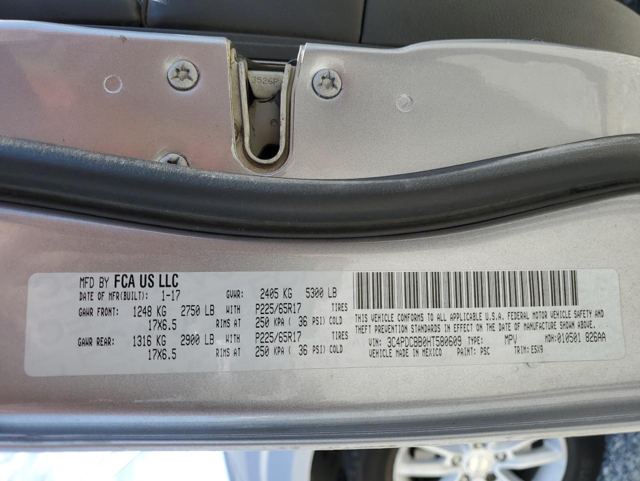 2017 Dodge Journey Sxt VIN: 3C4PDCBB0HT580609 Lot: 63932995