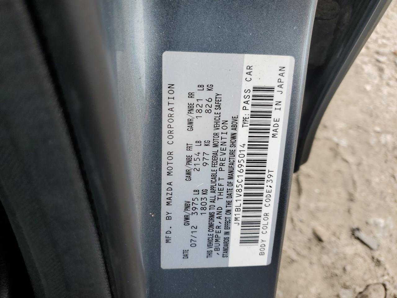2012 Mazda 3 I VIN: JM1BL1V85C1695014 Lot: 64487035