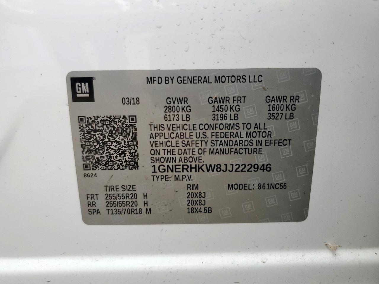 2018 Chevrolet Traverse Lt VIN: 1GNERHKW8JJ222946 Lot: 65509885