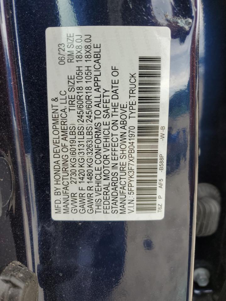 2023 Honda Ridgeline Rtl-E VIN: 5FPYK3F7XPB041970 Lot: 65417275