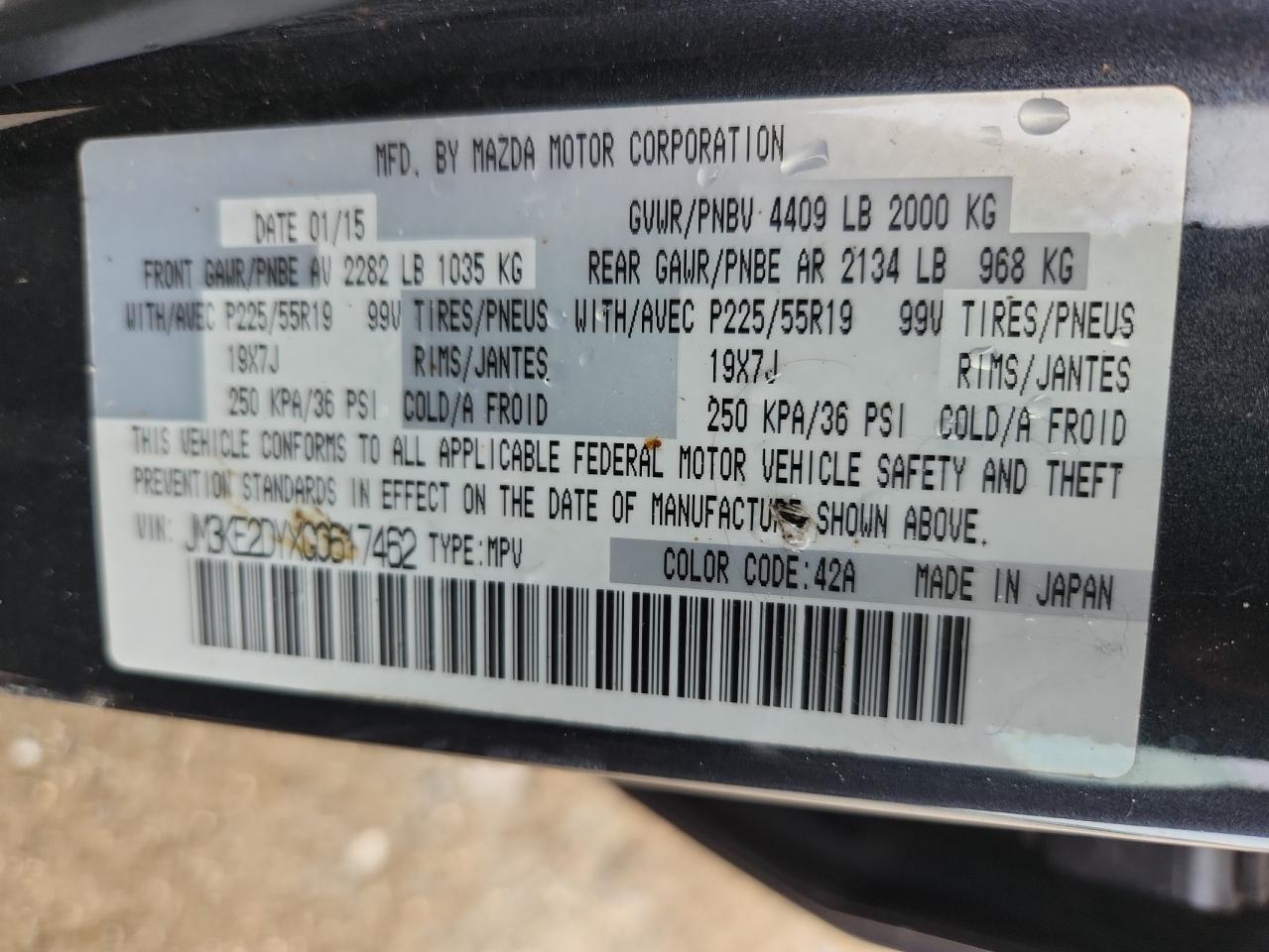 2016 Mazda Cx-5 Gt VIN: JM3KE2DYXG0617462 Lot: 64218205