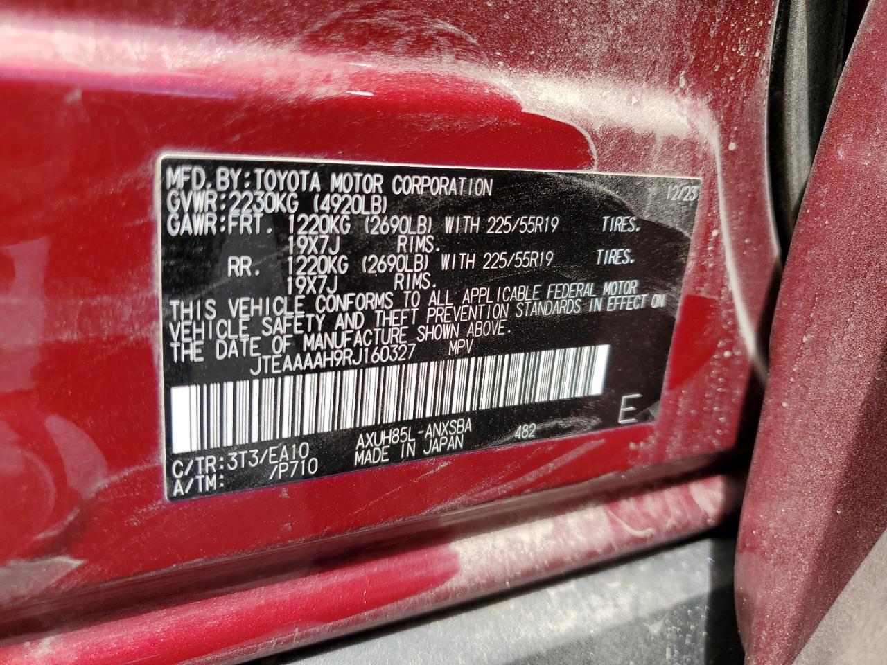 2024 Toyota Venza Le VIN: JTEAAAAH9RJ160327 Lot: 65046615