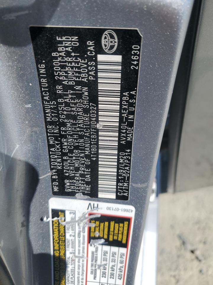 2015 Toyota Avalon Hybrid VIN: 4T1BD1EB7FU040327 Lot: 64285085