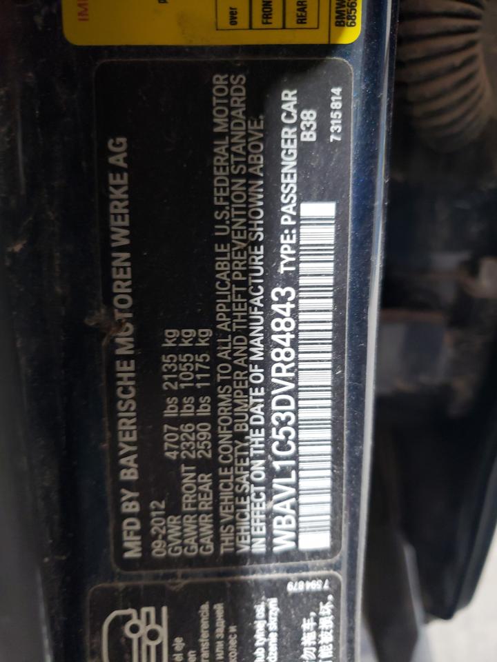 2013 BMW X1 xDrive28I VIN: WBAVL1C53DVR84843 Lot: 65954855