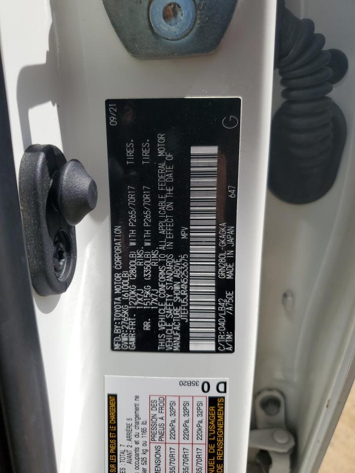 2022 Toyota 4Runner Sr5 VIN: JTEFU5JR4N5253675 Lot: 65513525