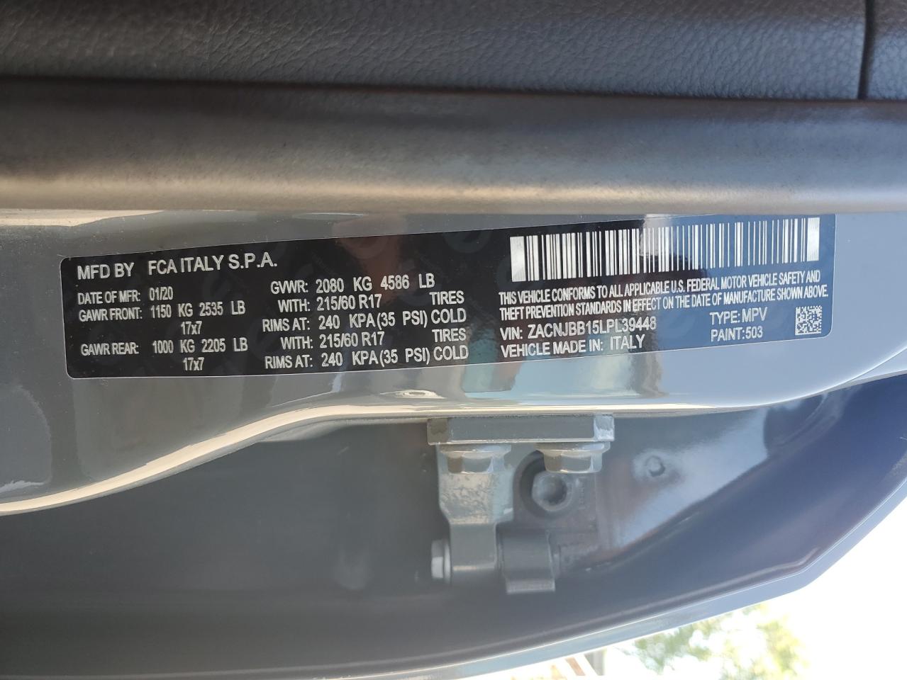 2020 Jeep Renegade Latitude VIN: ZACNJBB15LPL39448 Lot: 64800915