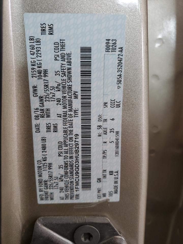 2017 Ford Escape Se VIN: 1FMCU9GD3HUB29719 Lot: 65229965