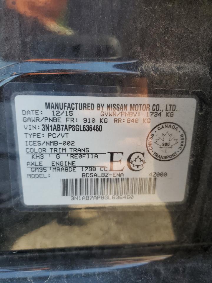 3N1AB7AP8GL636460 NISSAN SENTRA 2016