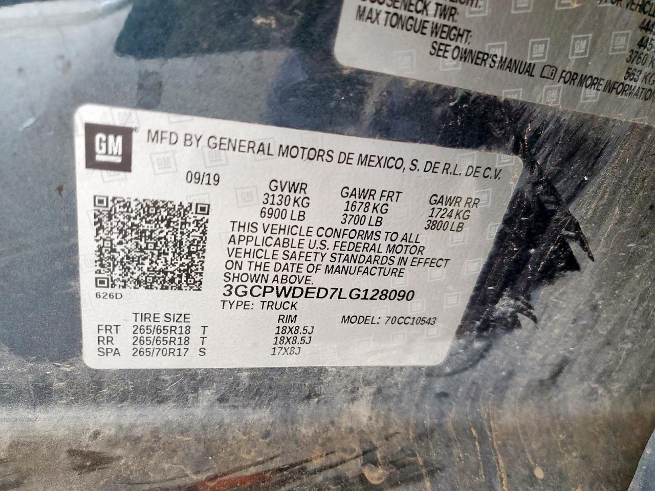 3GCPWDED7LG128090 CHEVROLET ALL Models 2020