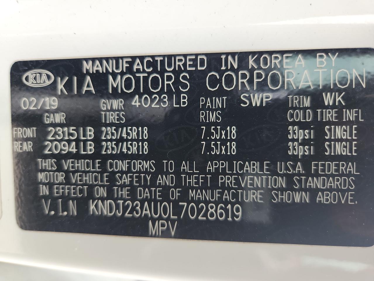 2020 Kia Soul Lx VIN: KNDJ23AU0L7028619 Lot: 63242725