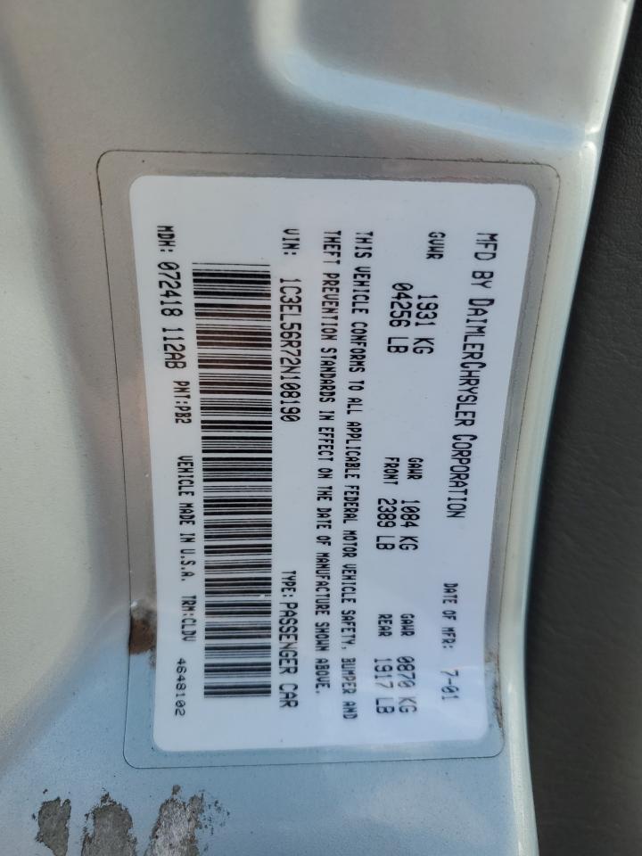 2002 Chrysler Sebring Lxi VIN: 1C3EL56R72N108190 Lot: 64936755