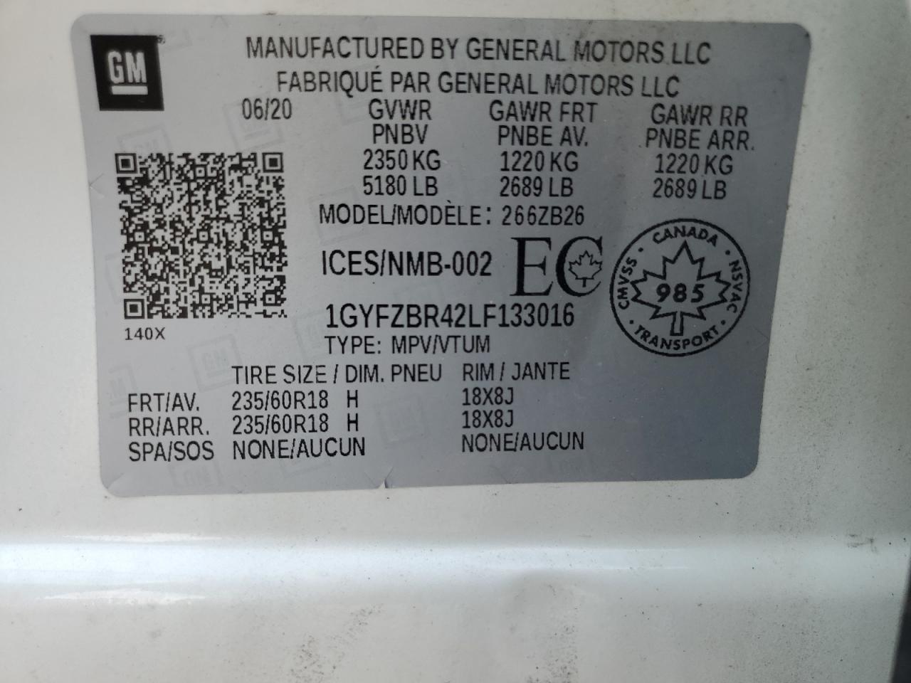 2020 Cadillac Xt4 Luxury VIN: 1GYFZBR42LF133016 Lot: 63481425
