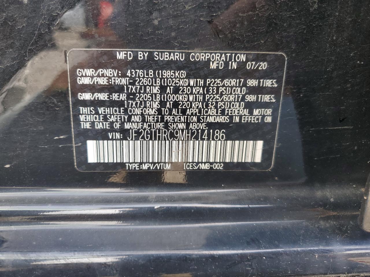 2021 Subaru Crosstrek Sport VIN: JF2GTHRC9MH214186 Lot: 63945535
