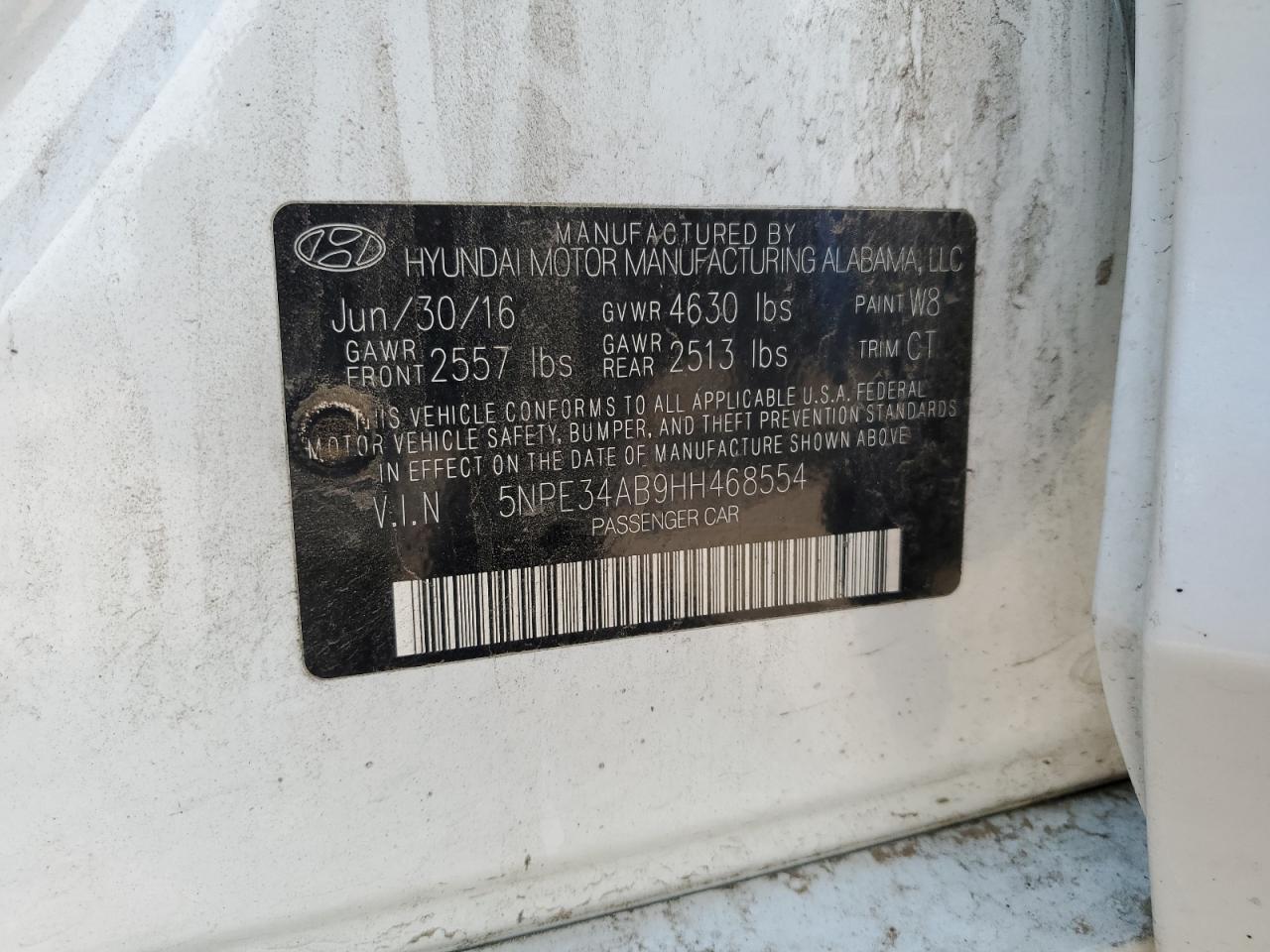 2017 Hyundai Sonata Sport VIN: 5NPE34AB9HH468554 Lot: 66219705