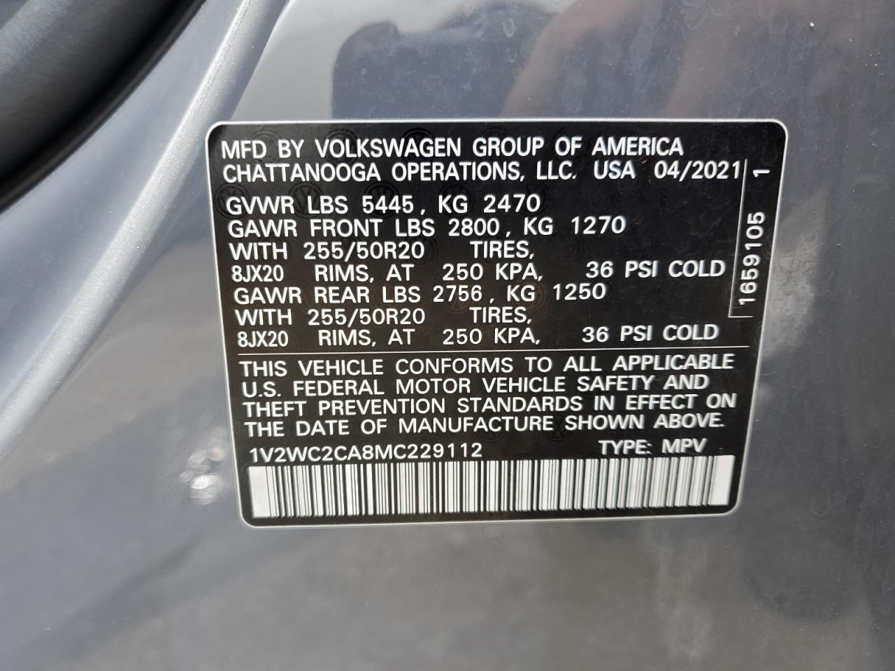 2021 Volkswagen Atlas Cross Sport Se VIN: 1V2WC2CA8MC229112 Lot: 63507515