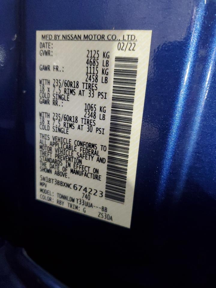 5N1BT3BBXNC674223 NISSAN ROGUE 2022