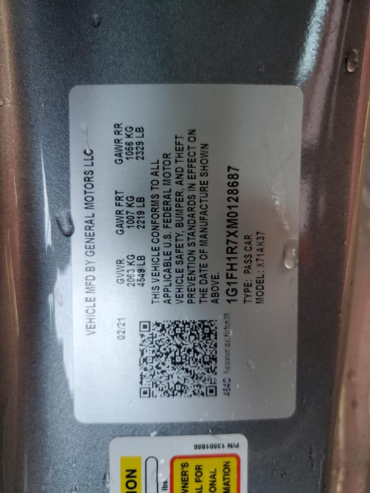 2021 Chevrolet Camaro Ss VIN: 1G1FH1R7XM0128687 Lot: 66569755