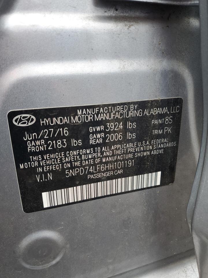 2017 Hyundai Elantra Se VIN: 5NPD74LF6HH101191 Lot: 65196645