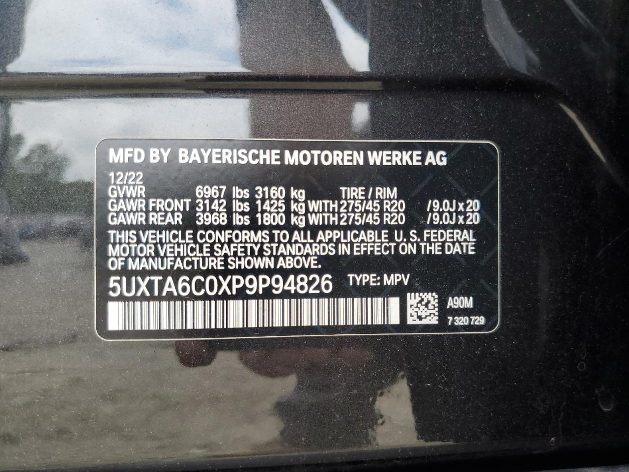 2023 BMW X5 xDrive45E VIN: 5UXTA6C0XP9P94826 Lot: 63558165