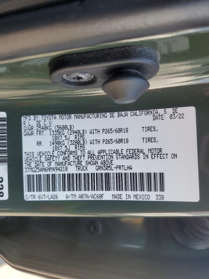 2022 Toyota Tacoma Double Cab VIN: 3TMGZ5AN6NM494218 Lot: 64678695