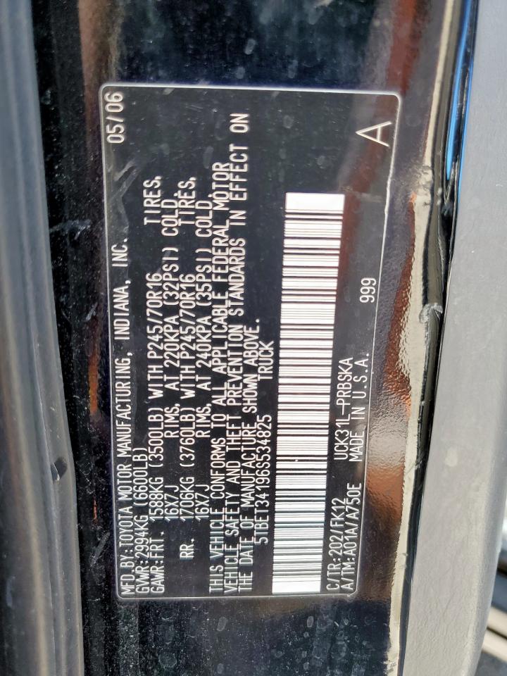 2006 Toyota Tundra Double Cab Sr5 VIN: 5TBET34196S534825 Lot: 64781135