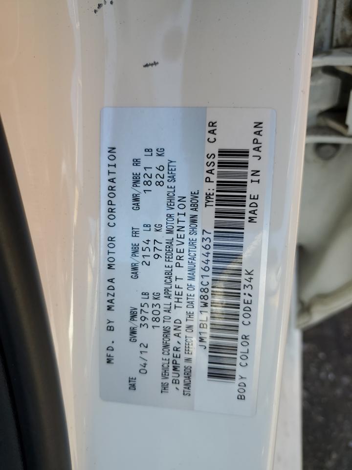 2012 Mazda 3 I VIN: JM1BL1W88C1644637 Lot: 64138295