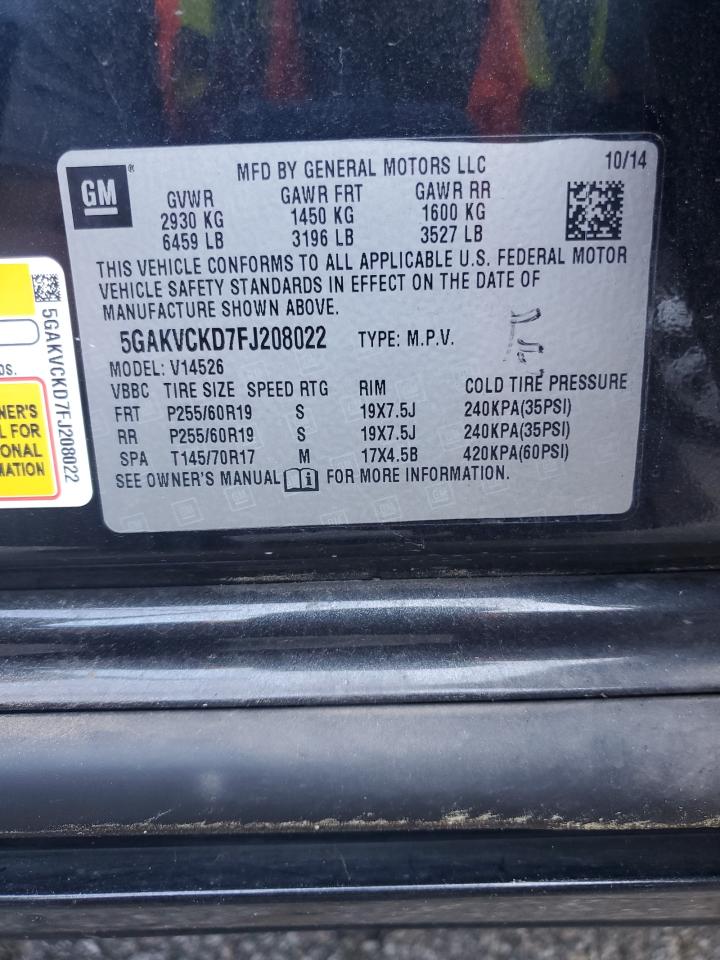 2015 Buick Enclave VIN: 5GAKVCKD7FJ208022 Lot: 62692925