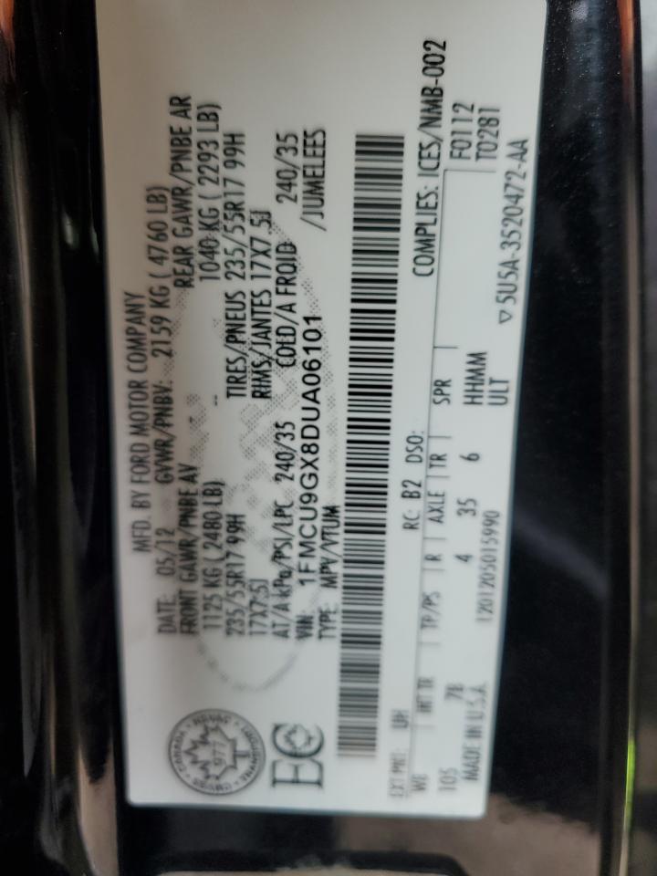 2013 Ford Escape Se VIN: 1FMCU9GX8DUA06101 Lot: 59956945