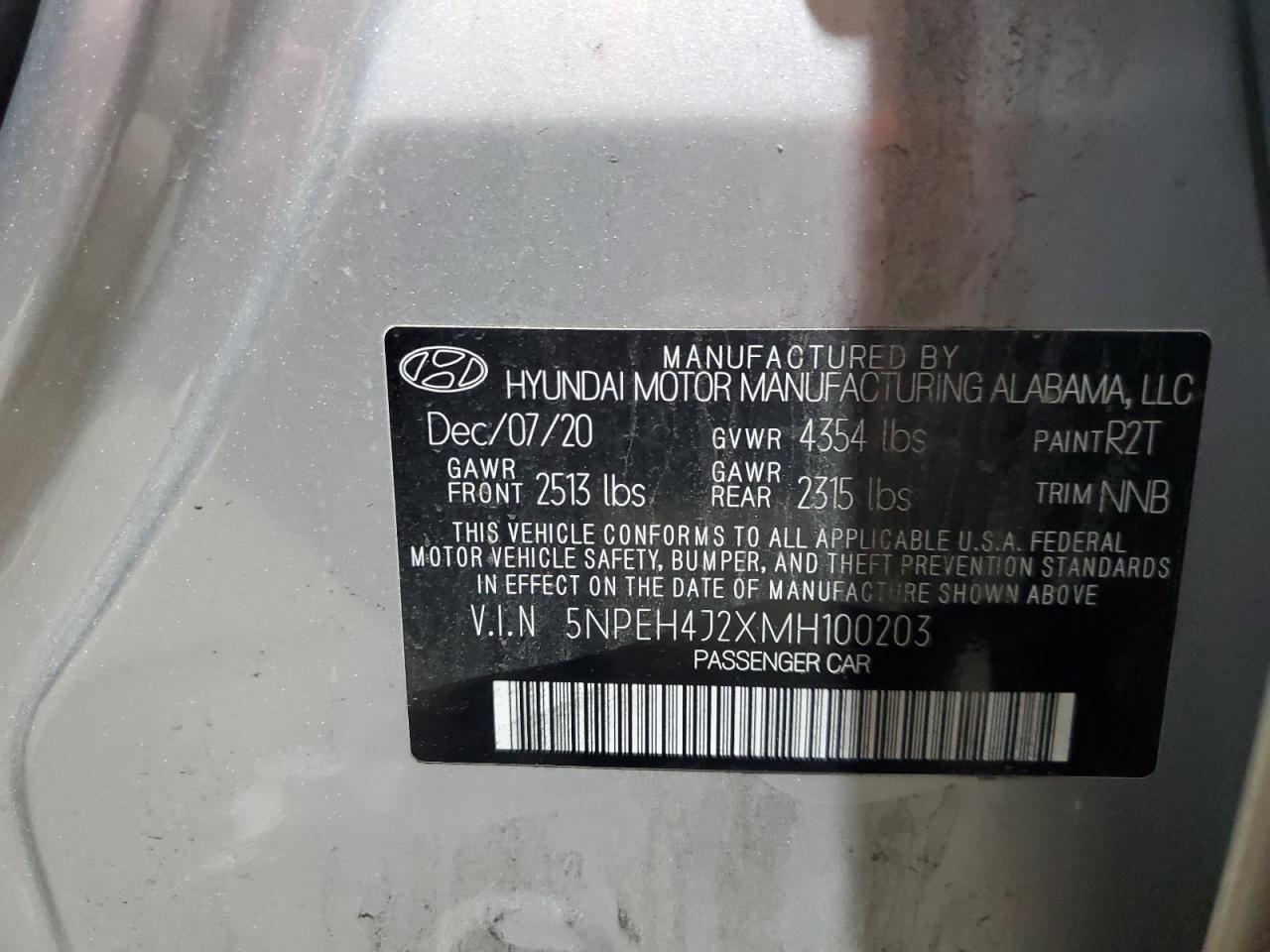 2021 Hyundai Sonata Limited VIN: 5NPEH4J2XMH100203 Lot: 64049265