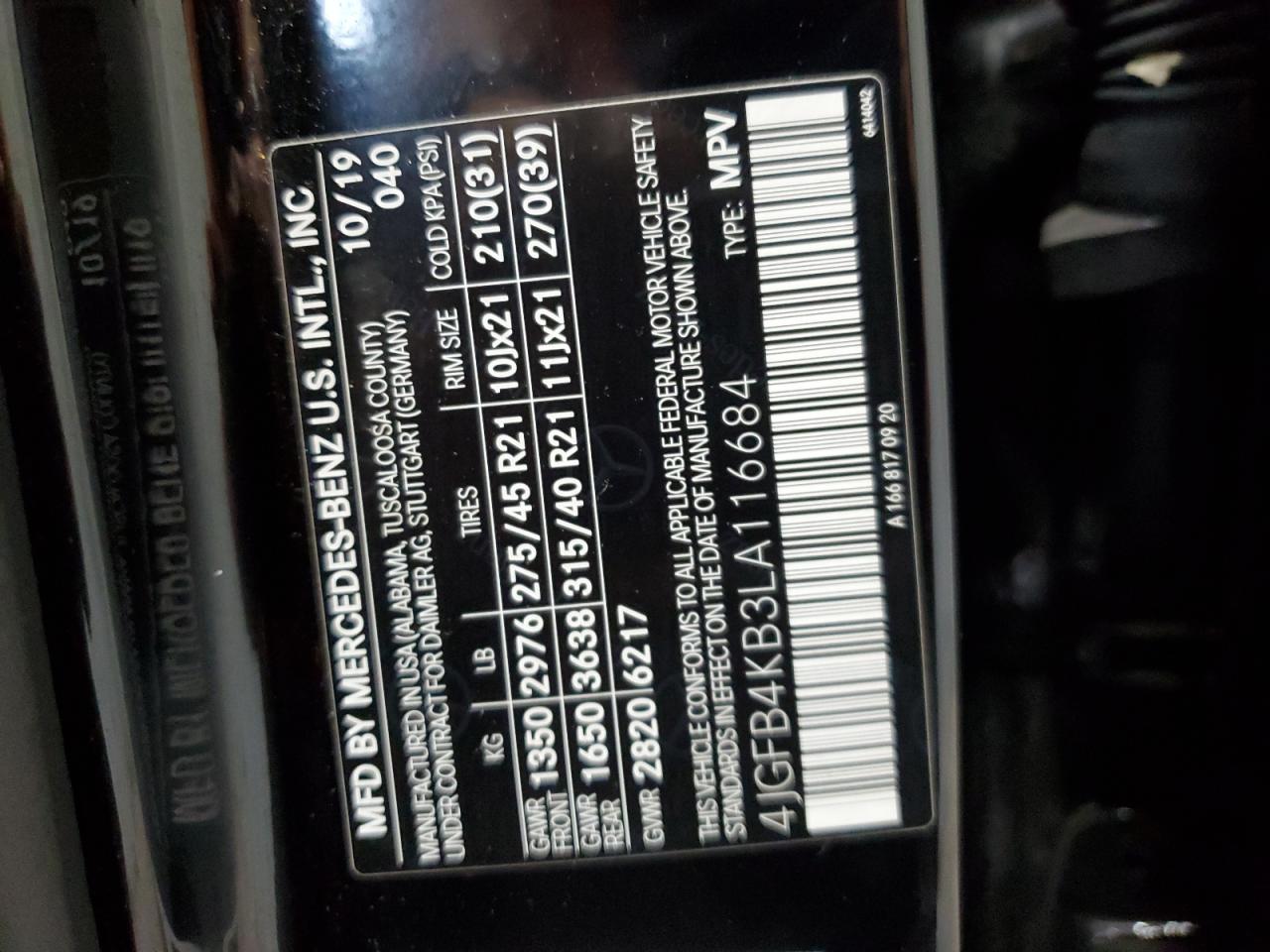 2020 Mercedes-Benz Gle 350 4Matic VIN: 4JGFB4KB3LA116684 Lot: 62817045