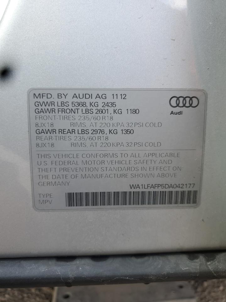 2013 Audi Q5 Premium Plus VIN: WA1LFAFP5DA042177 Lot: 59809615