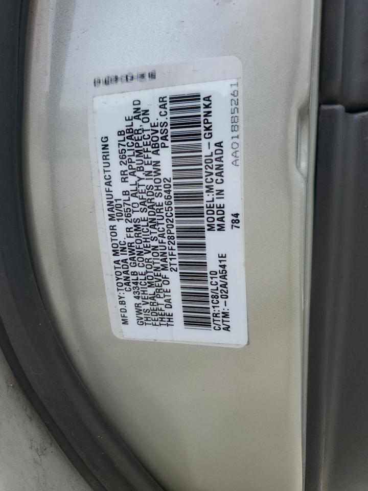 2002 Toyota Camry Solara Se VIN: 2T1FF28P02C566402 Lot: 63611135