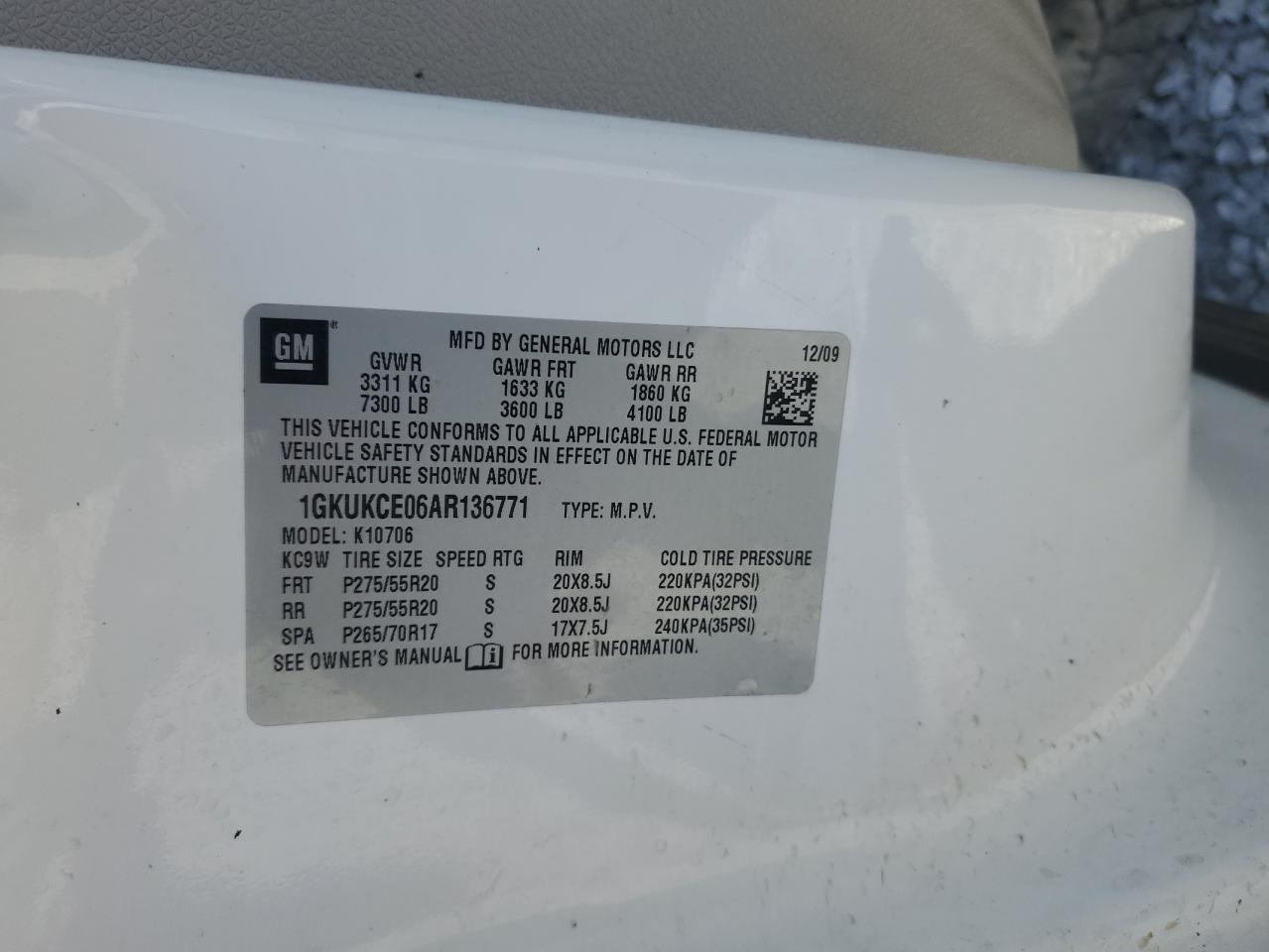 2010 GMC Yukon Slt VIN: 1GKUKCE06AR136771 Lot: 62935645