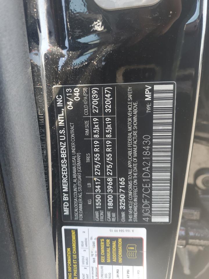 2013 Mercedes-Benz Gl 450 4Matic VIN: 4JGDF7CE1DA218430 Lot: 64305245