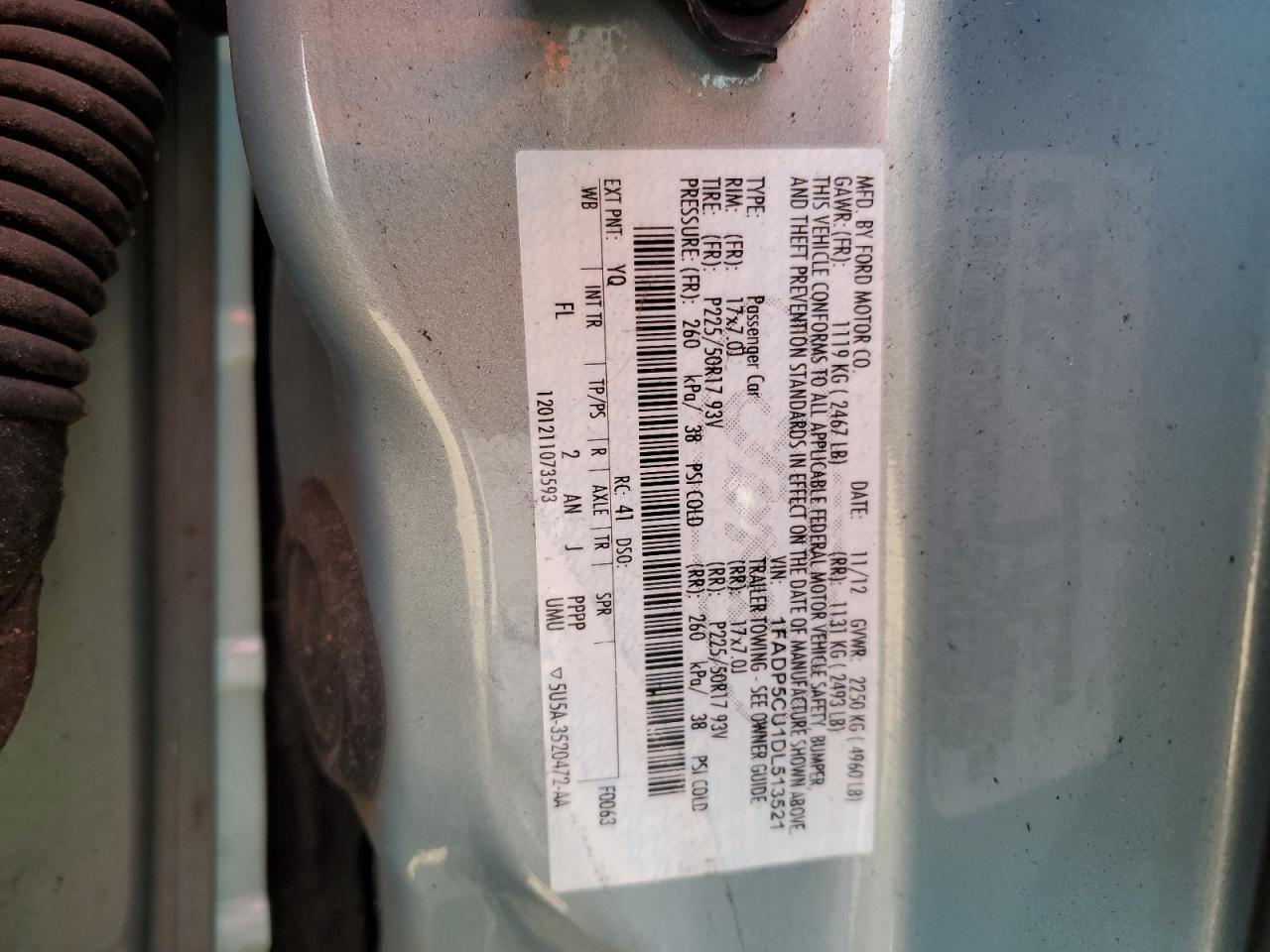 2013 Ford C-Max Premium VIN: 1FADP5CU1DL513521 Lot: 64101555