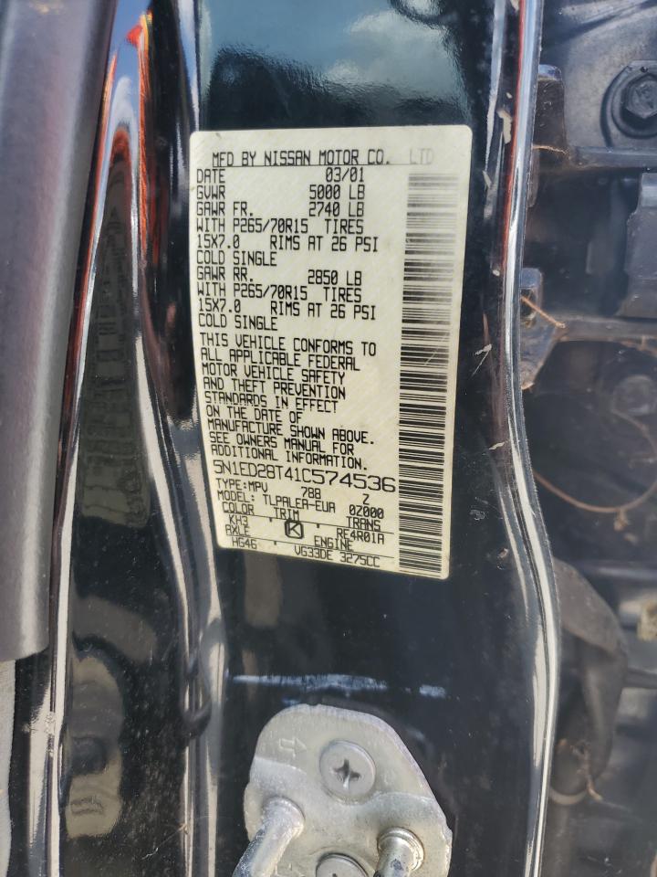 2001 Nissan Xterra Xe VIN: 5N1ED28T41C574536 Lot: 63772855