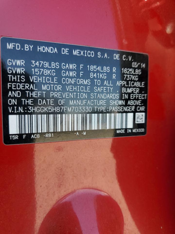 2015 Honda Fit Ex VIN: 3HGGK5H87FM703330 Lot: 64599045