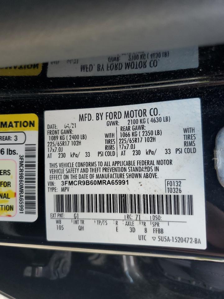 2021 Ford Bronco Sport Big Bend VIN: 3FMCR9B60MRA65991 Lot: 64936055