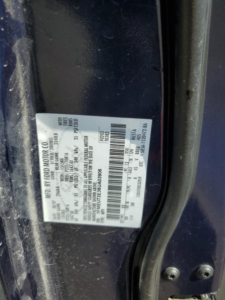 2008 Ford Explorer Xlt VIN: 1FMEU73E38UA03906 Lot: 63190645