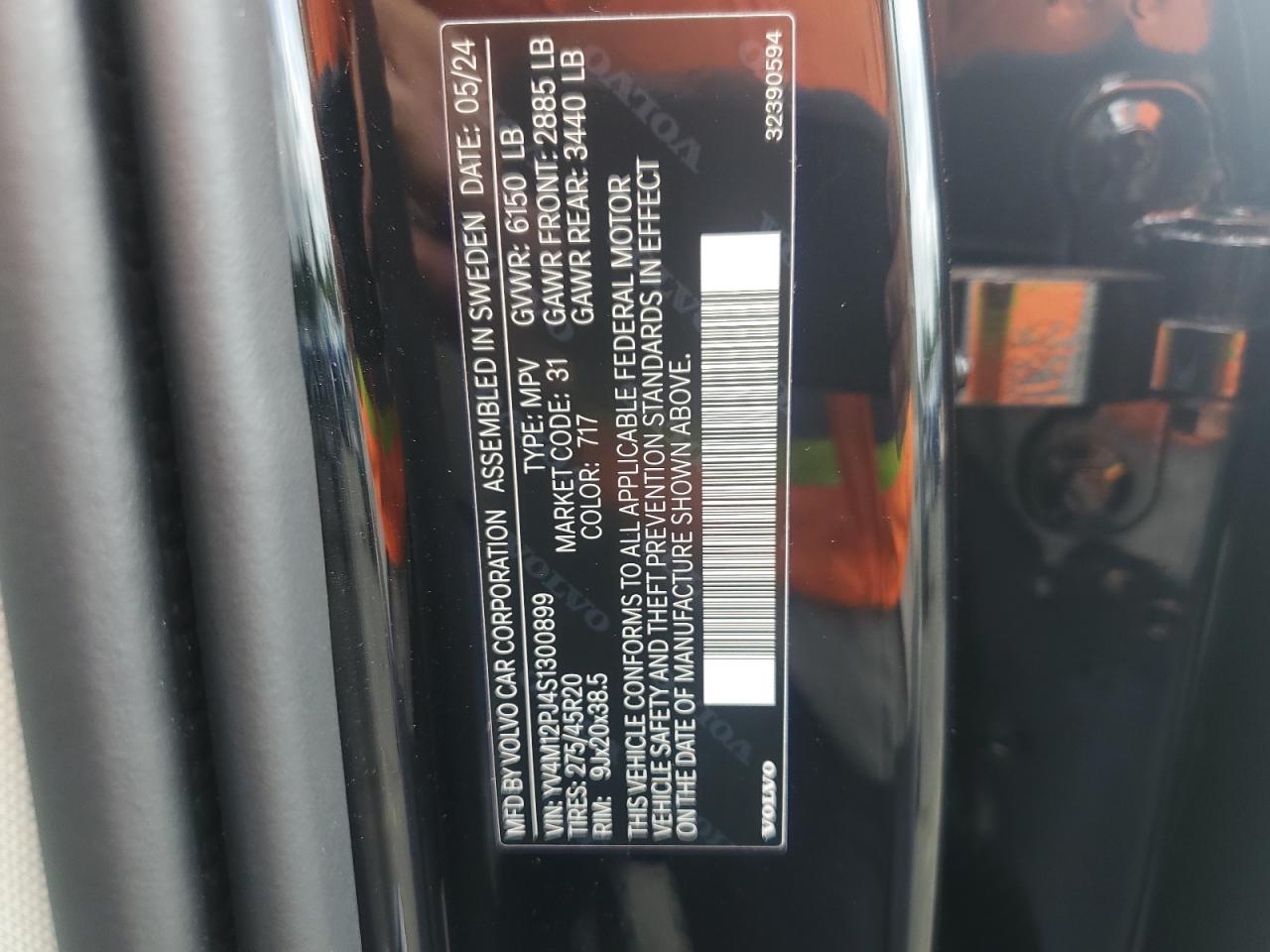 2025 Volvo Xc90 Core VIN: YV4M12PJ4S1300899 Lot: 62489755