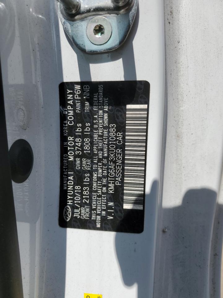 2019 Hyundai Veloster Base VIN: KMHTG6AF3KU010883 Lot: 66133575