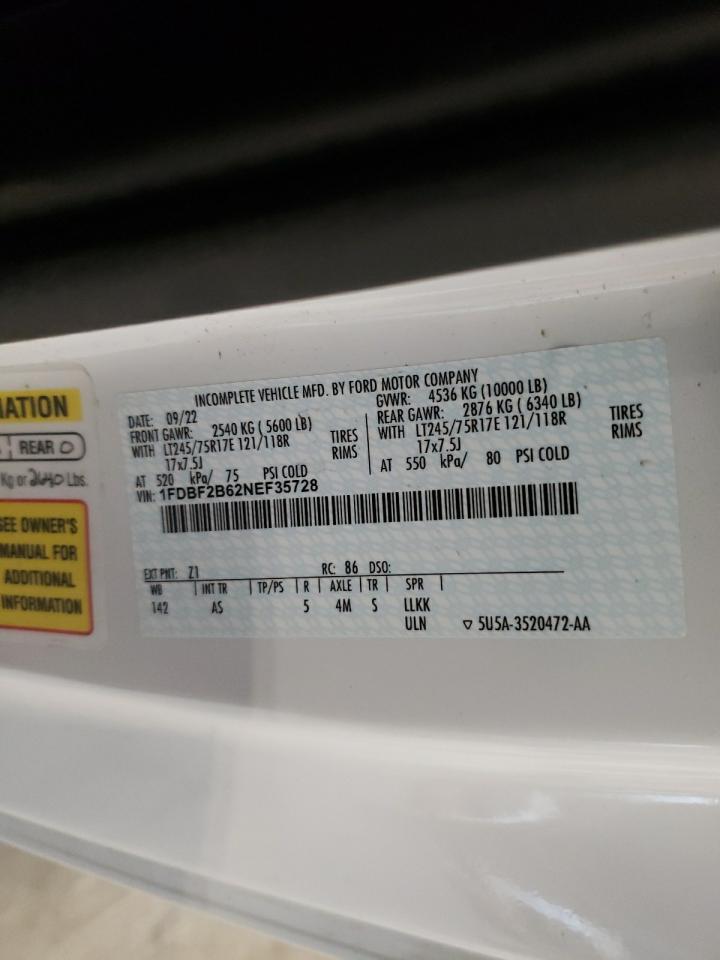 2022 Ford F250 Super Duty VIN: 1FDBF2B62NEF35728 Lot: 65389635