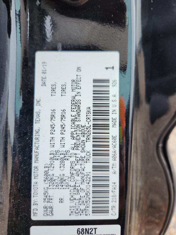 2019 Toyota Tacoma Access Cab VIN: 5TFRX5GN5KX142291 Lot: 65240425