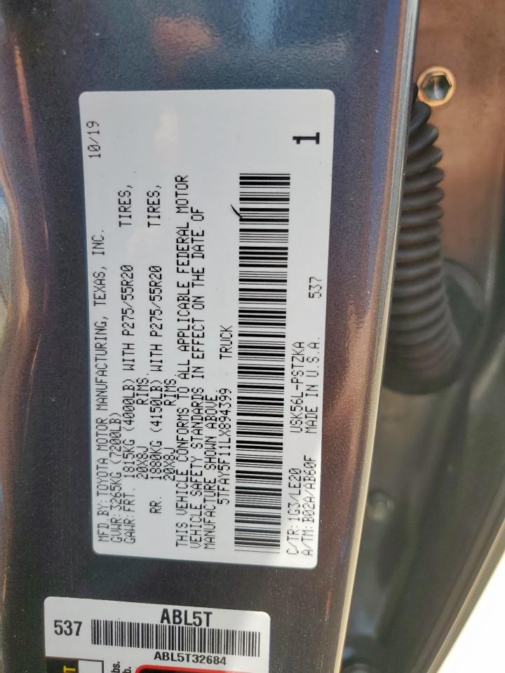 2020 Toyota Tundra Crewmax 1794 VIN: 5TFAY5F11LX894399 Lot: 65139365